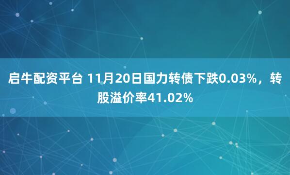 启牛配资平台 11月20日国力转债下跌0.03%,转股溢价率41.02%